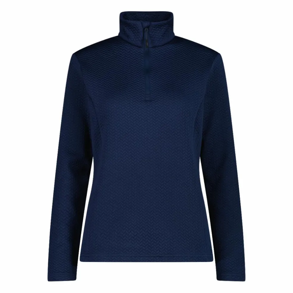 Pile mezza zip elasticizzato da donna con stampa jacquard