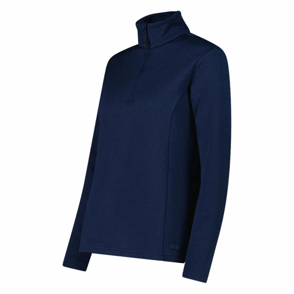 Pile mezza zip elasticizzato da donna con stampa jacquard