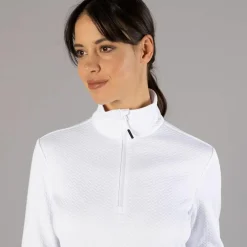 Pile mezza zip elasticizzato da donna con stampa jacquard