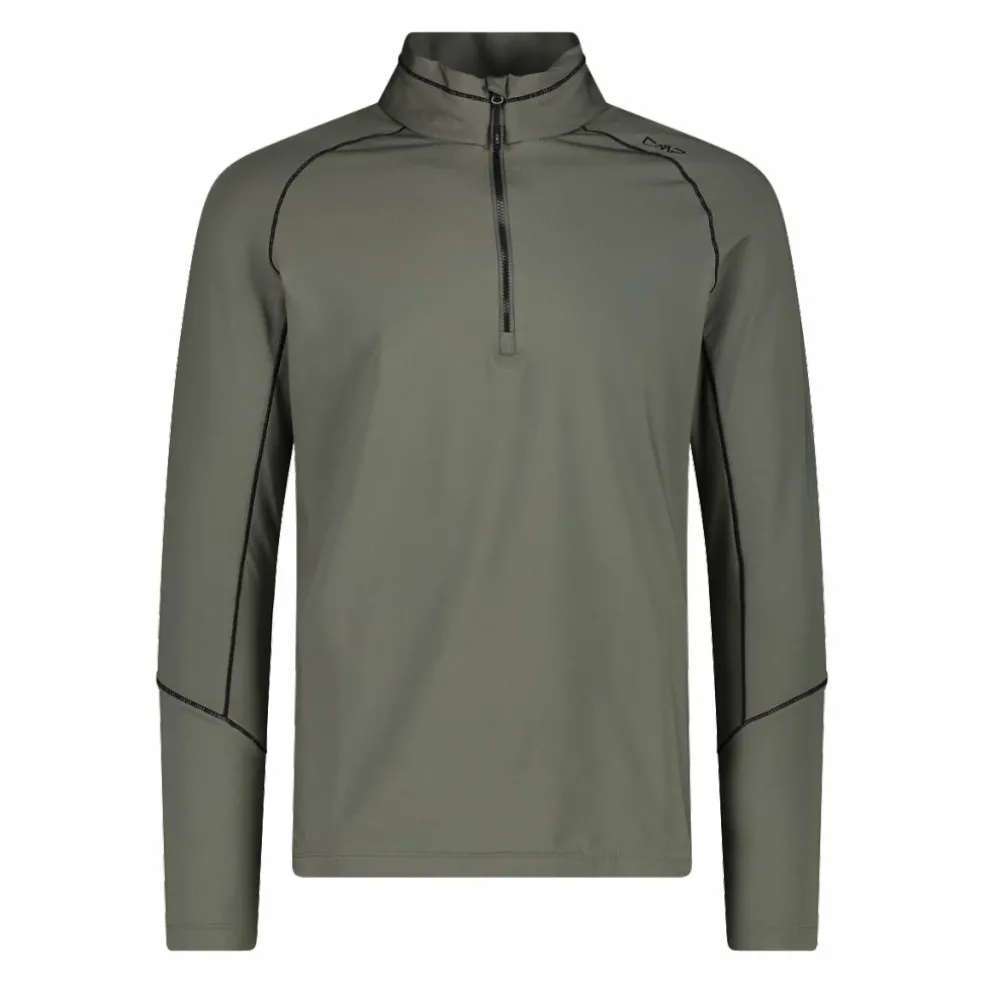 Pile mezza zip Softech uomo con cuciture a vista