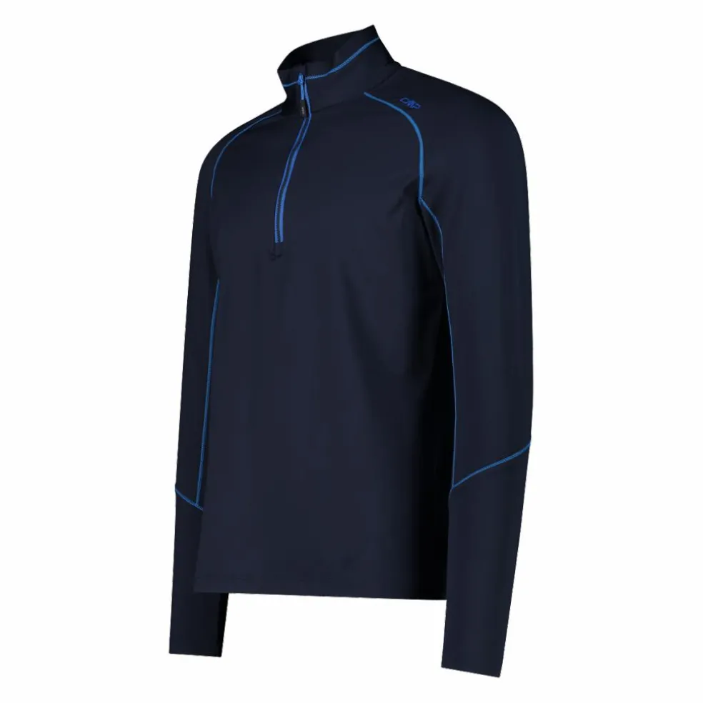 Pile mezza zip Softech uomo con cuciture a vista