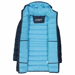 Piumino lungo da bambina con cappuccio taffeta