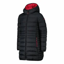 Piumino lungo da bambina con cappuccio taffeta