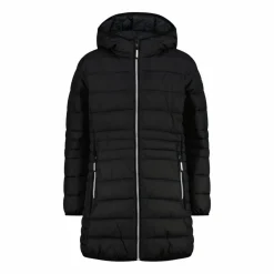Piumino lungo da bambina con cappuccio taffeta