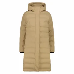 Piumino lungo imbottito da donna con cappuccio