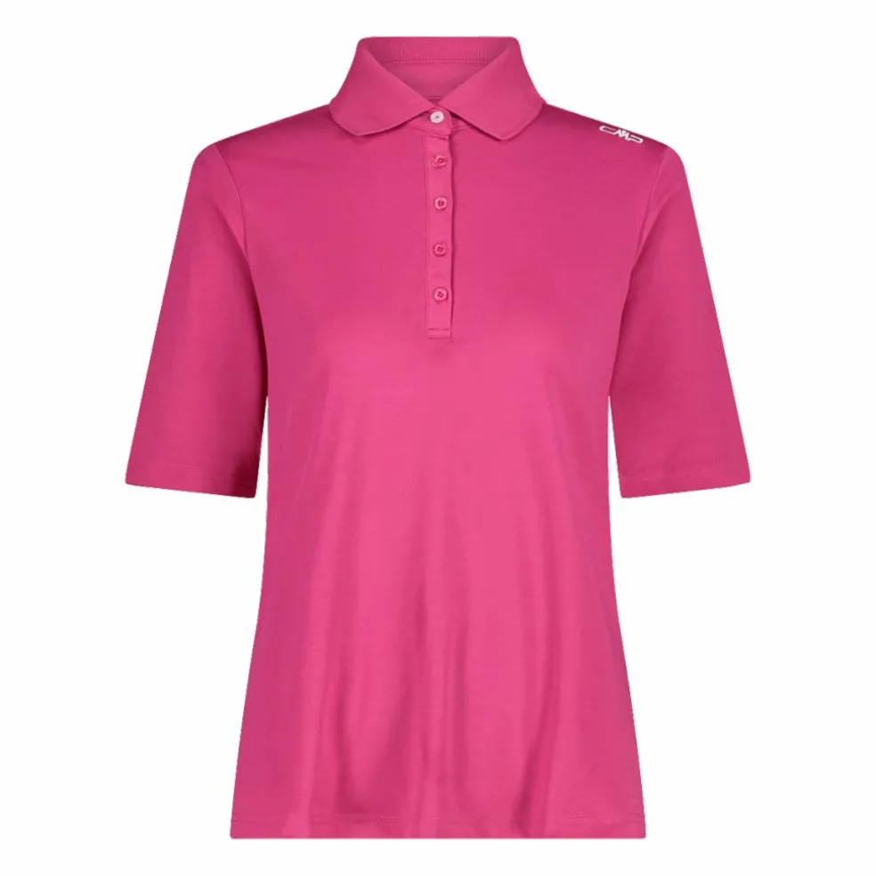 Polo in piquet stretch tinta unita da donna