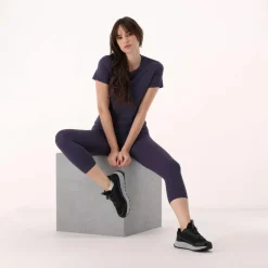 Top maniche corte da donna in stretch polyamide