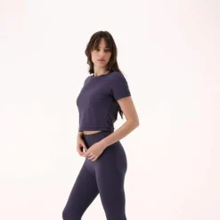 Top maniche corte da donna in stretch polyamide