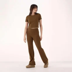 Top maniche corte da donna in stretch polyamide