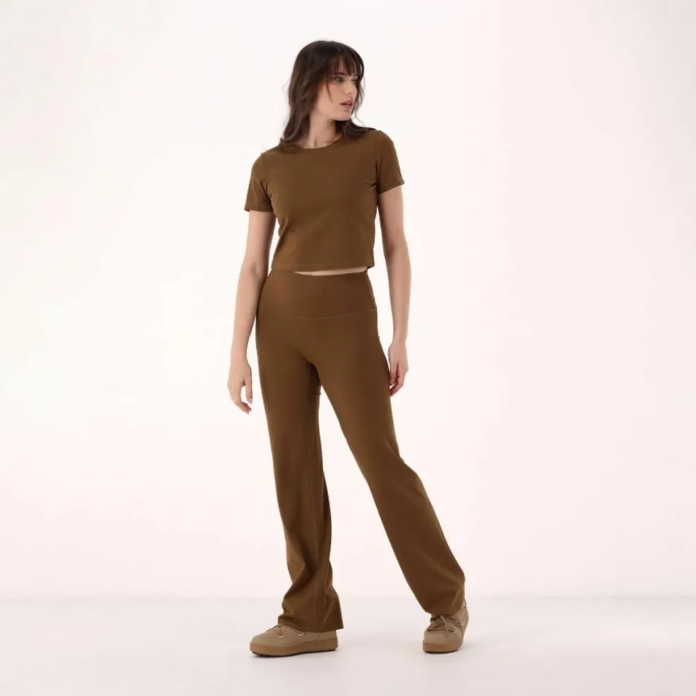 Top maniche corte da donna in stretch polyamide