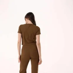 Top maniche corte da donna in stretch polyamide