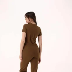 Top maniche corte da donna in stretch polyamide