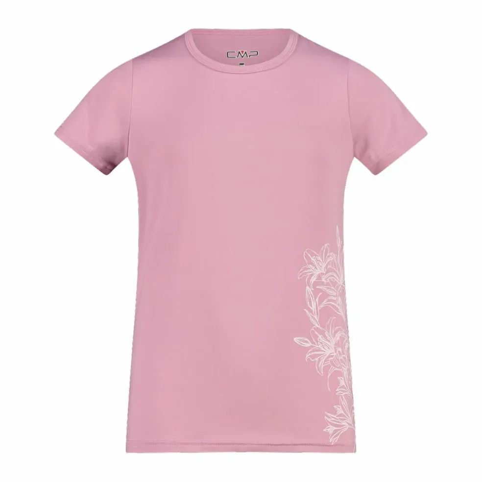 T-shirt in tessuto tecnico con stampa sul fronte da bambina