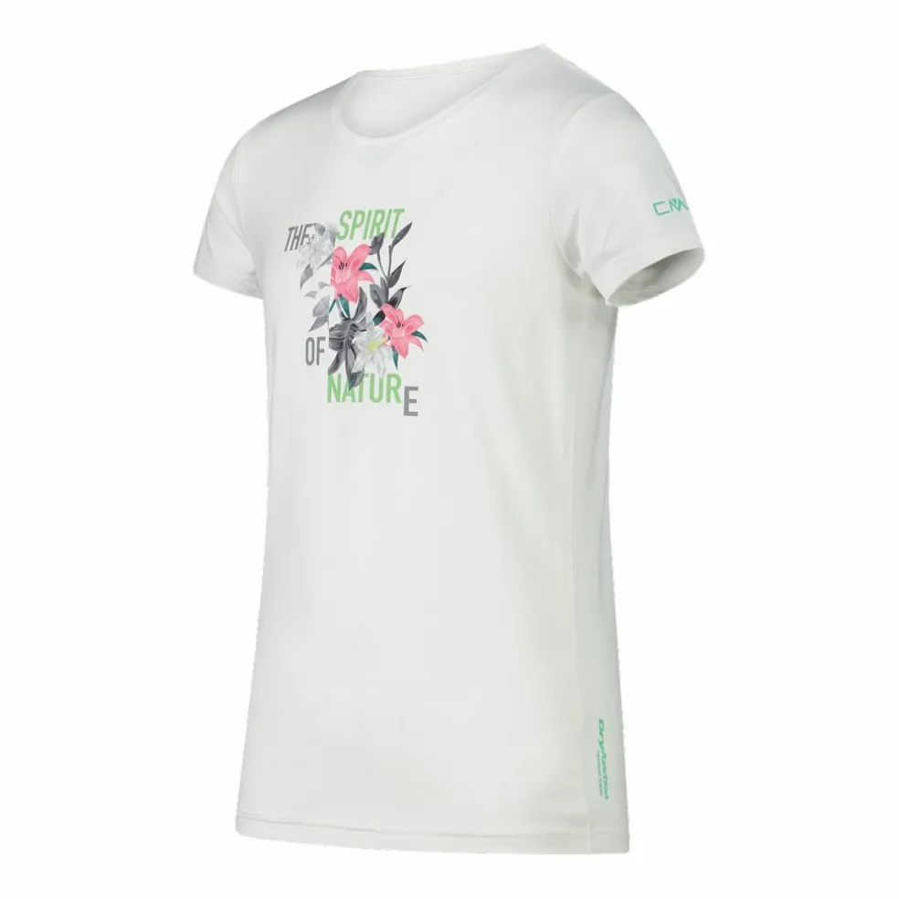 T-shirt in tessuto tecnico con stampa sul fronte da bambina