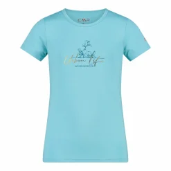 T-shirt in tessuto tecnico con stampa sul fronte da bambina