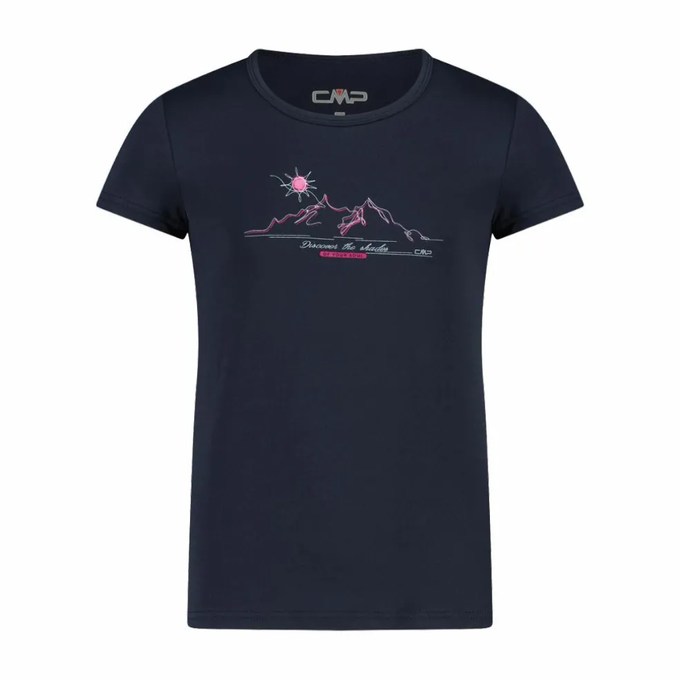 T-shirt in tessuto tecnico con stampa sul fronte da bambina