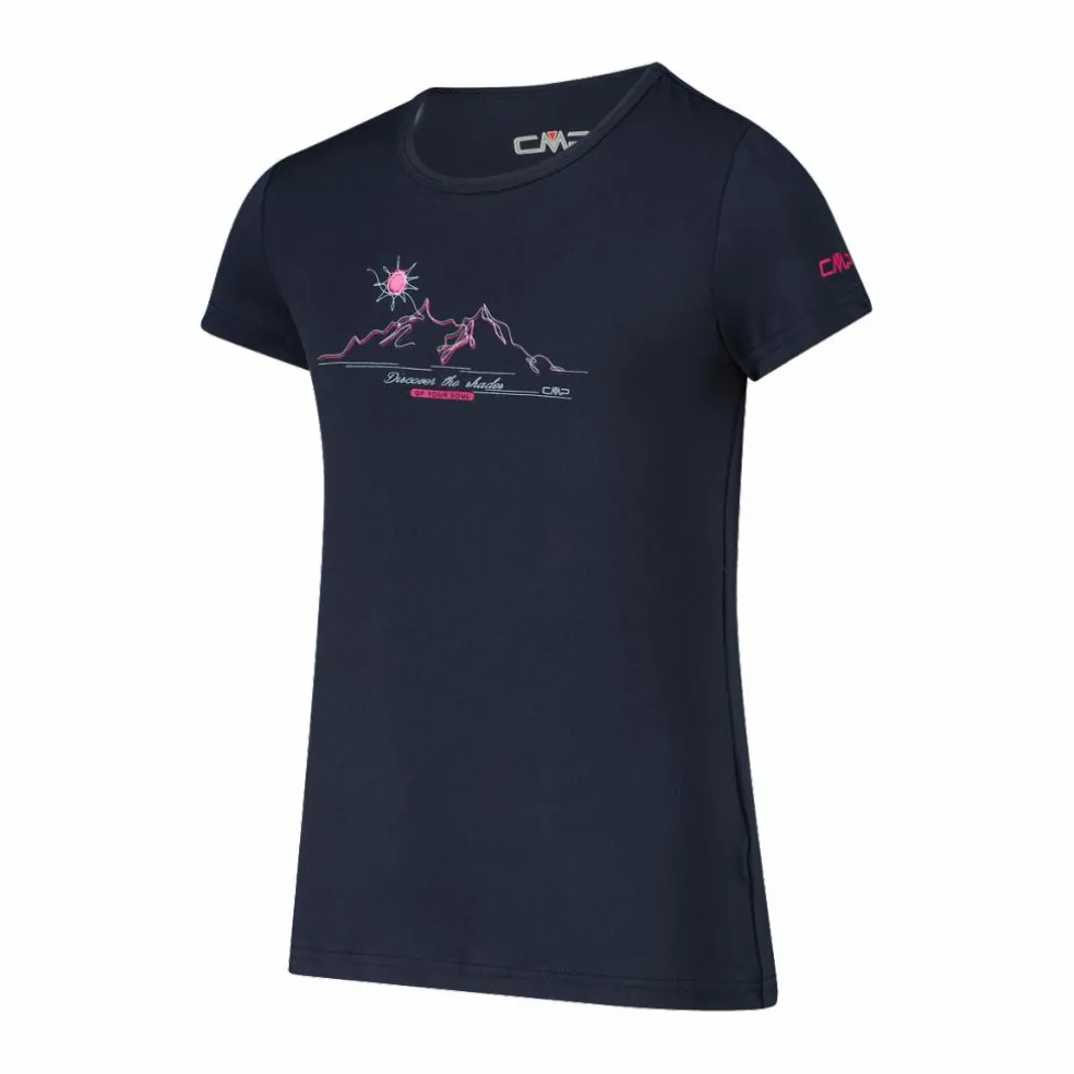 T-shirt in tessuto tecnico con stampa sul fronte da bambina