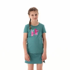 T-shirt in tessuto tecnico con stampa sul fronte da bambina