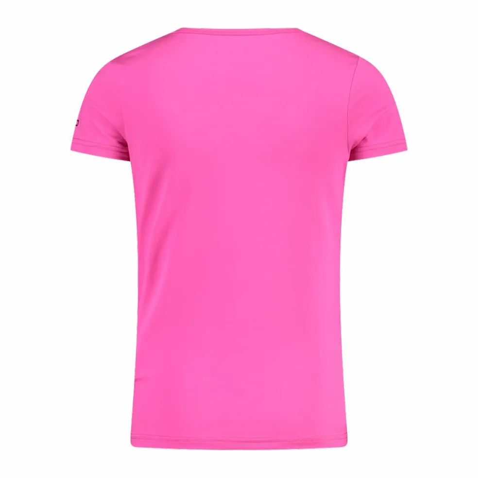 T-shirt in tessuto tecnico con stampa sul fronte da bambina