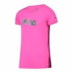 T-shirt in tessuto tecnico con stampa sul fronte da bambina