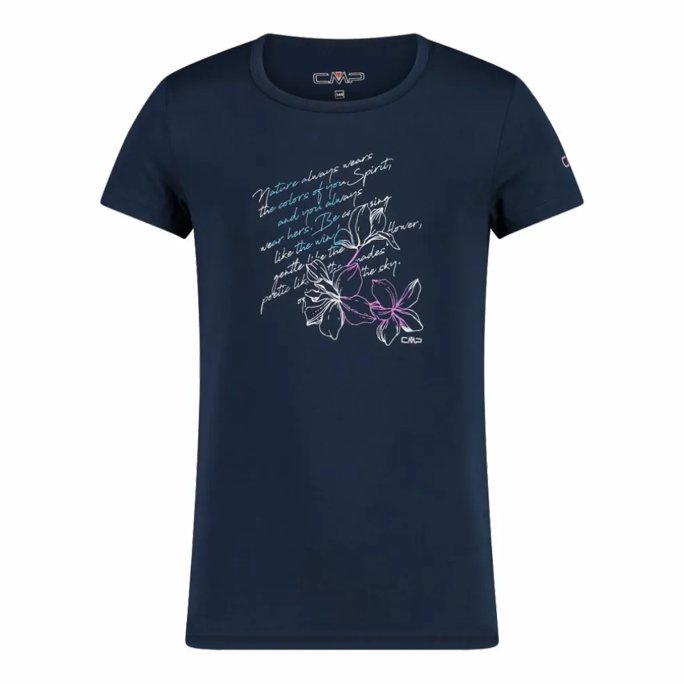 T-shirt in tessuto tecnico con stampa sul fronte da bambina