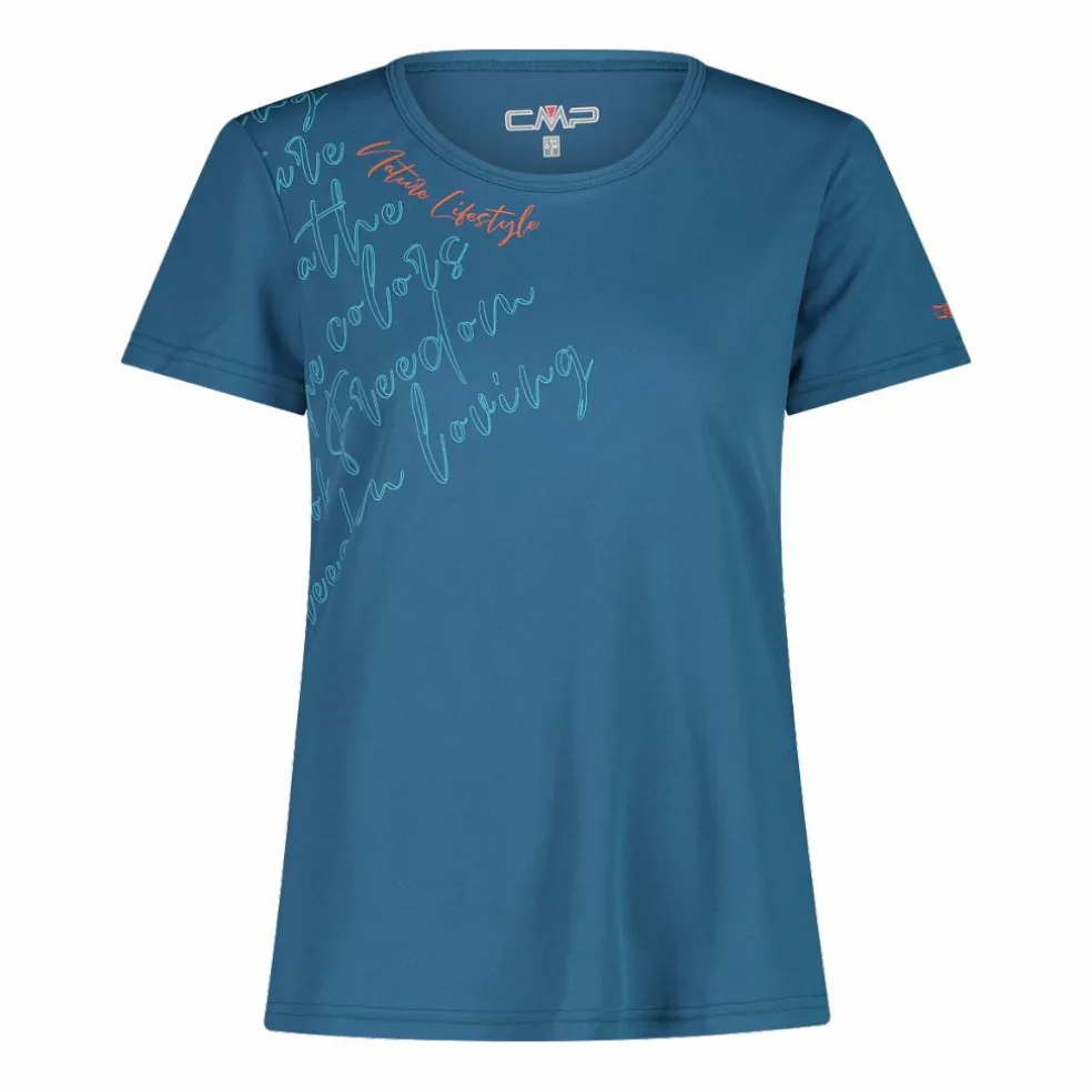 T-shirt piquet con stampa sul fronte da donna