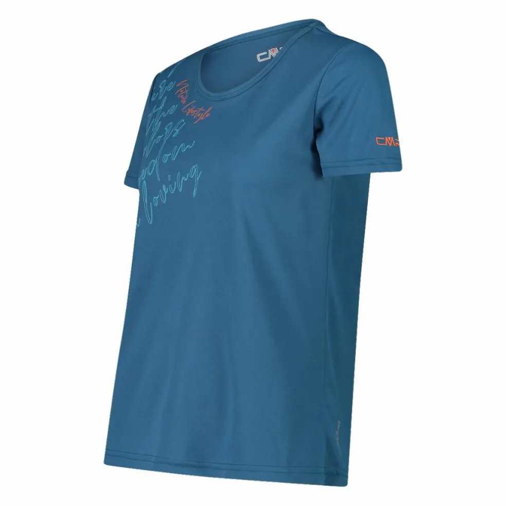 T-shirt piquet con stampa sul fronte da donna
