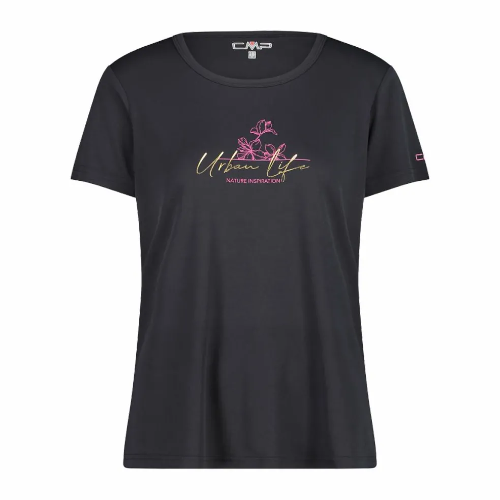 T-shirt piquet con stampa sul fronte da donna