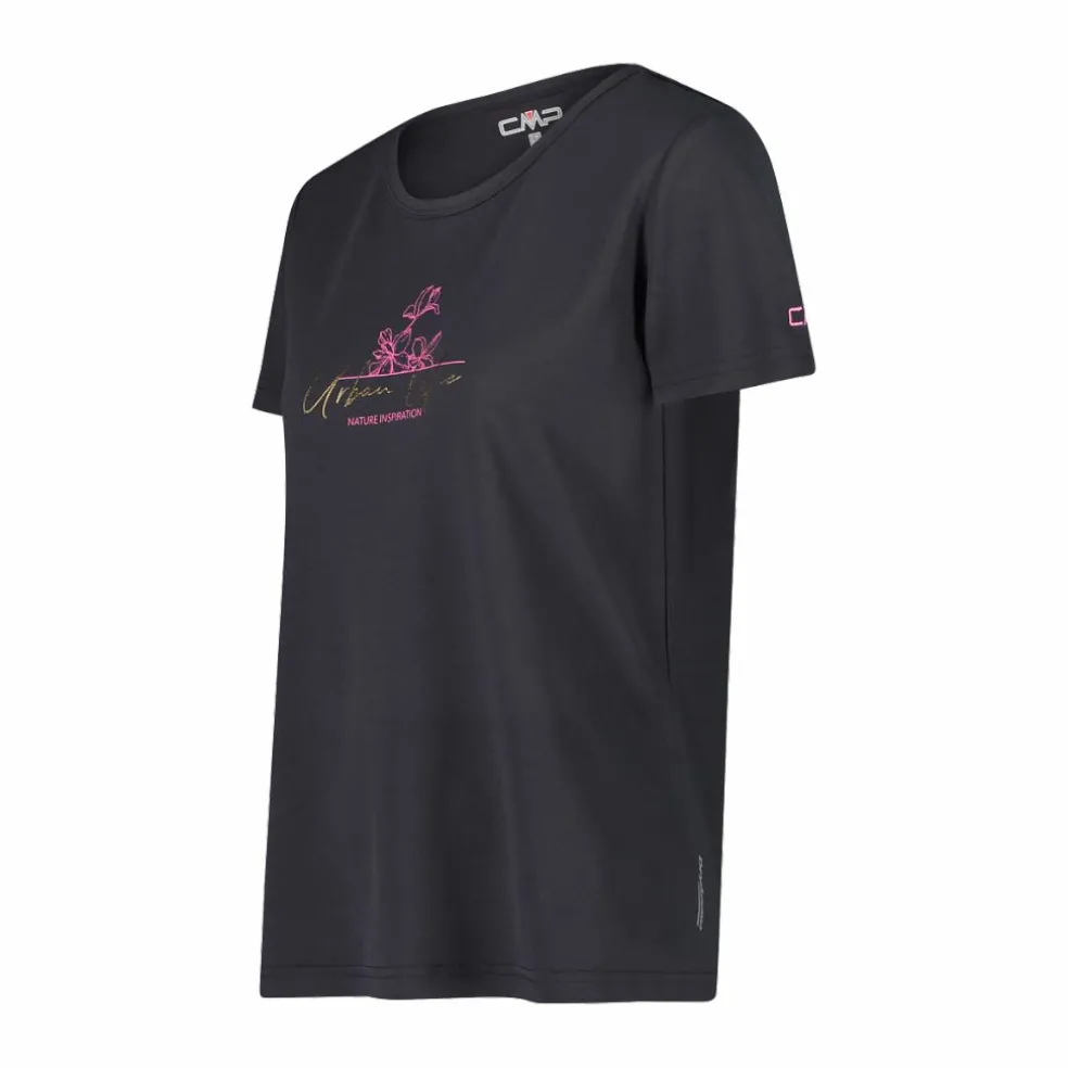 T-shirt piquet con stampa sul fronte da donna