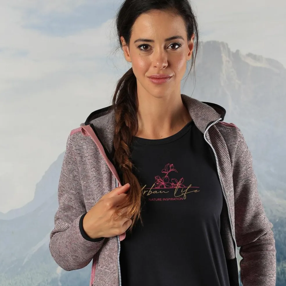 T-shirt piquet con stampa sul fronte da donna