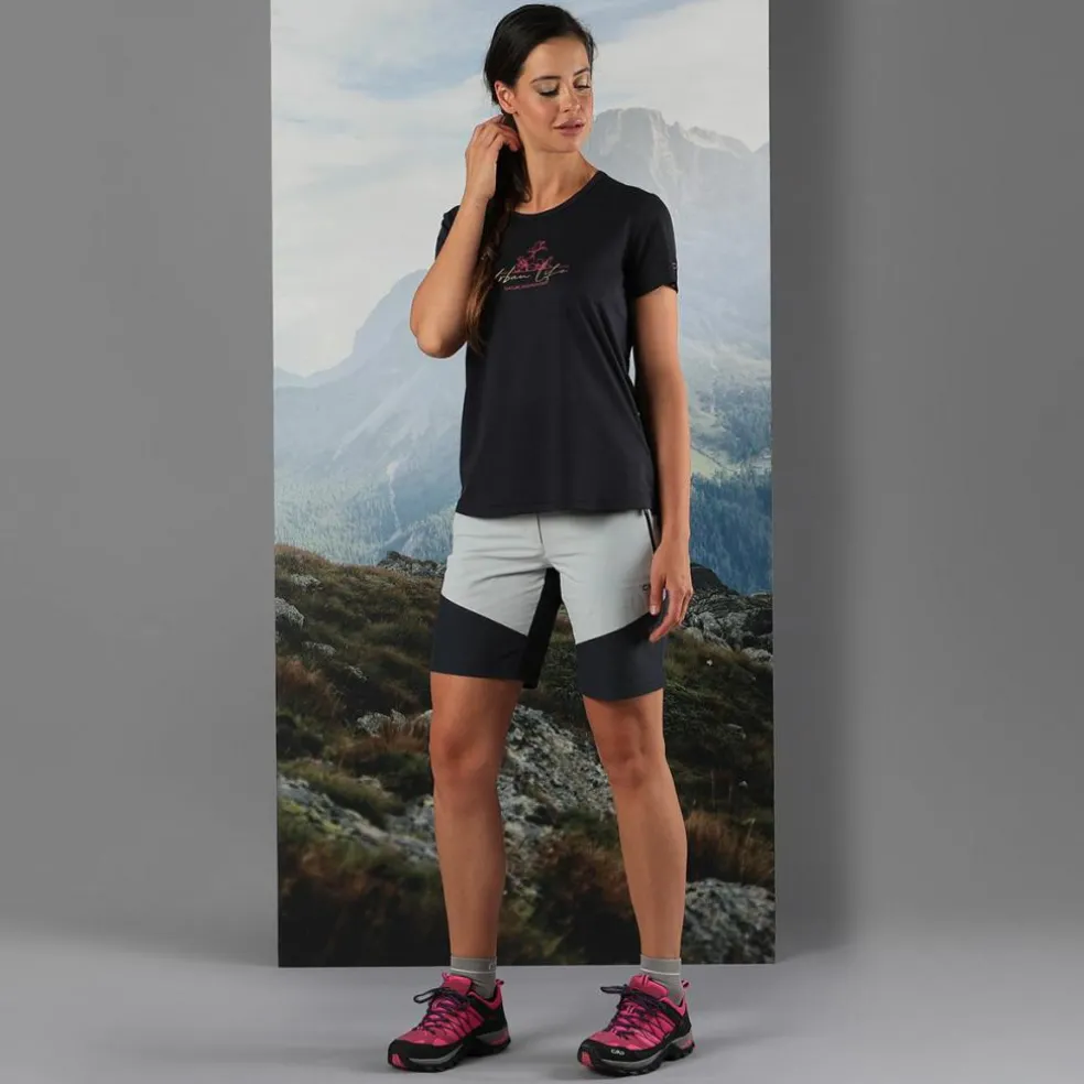 T-shirt piquet con stampa sul fronte da donna