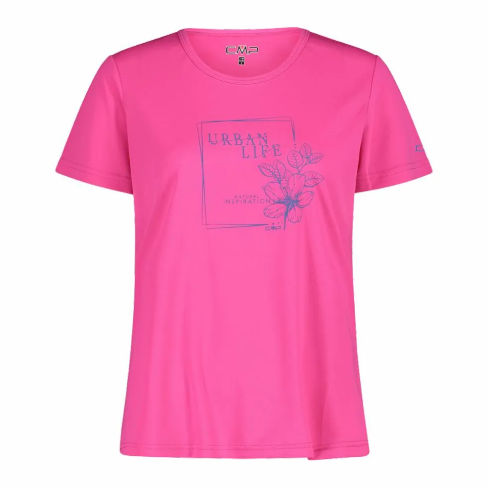 T-shirt piquet con stampa sul fronte da donna