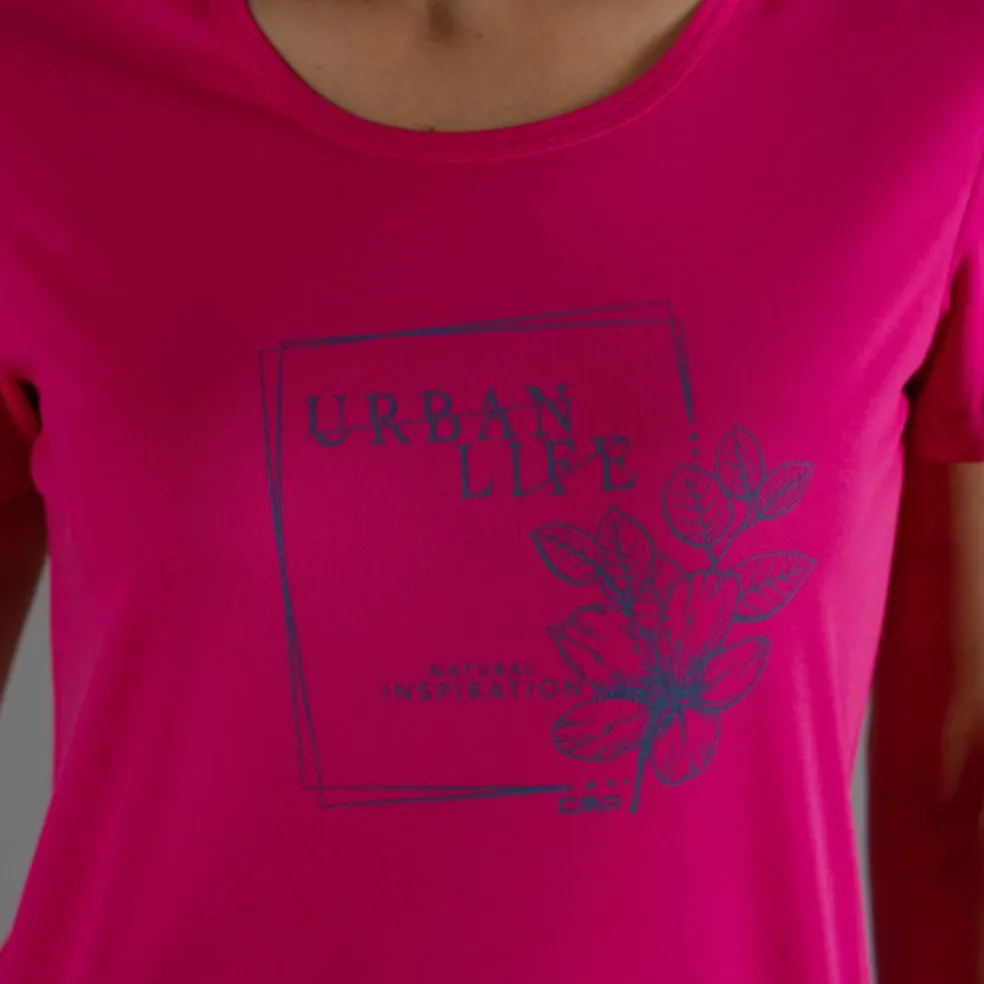 T-shirt piquet con stampa sul fronte da donna