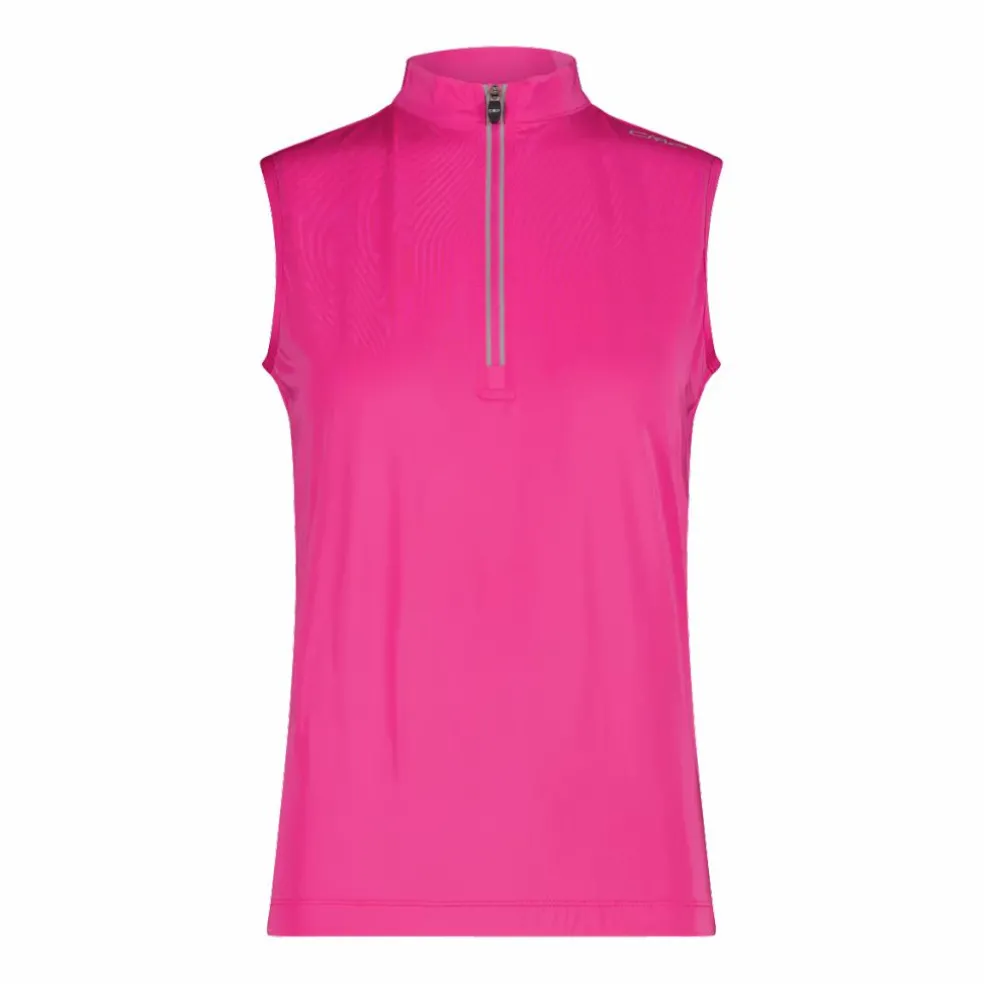 T-Shirt tecnica a mezza zip senza maniche da ciclismo da Donna