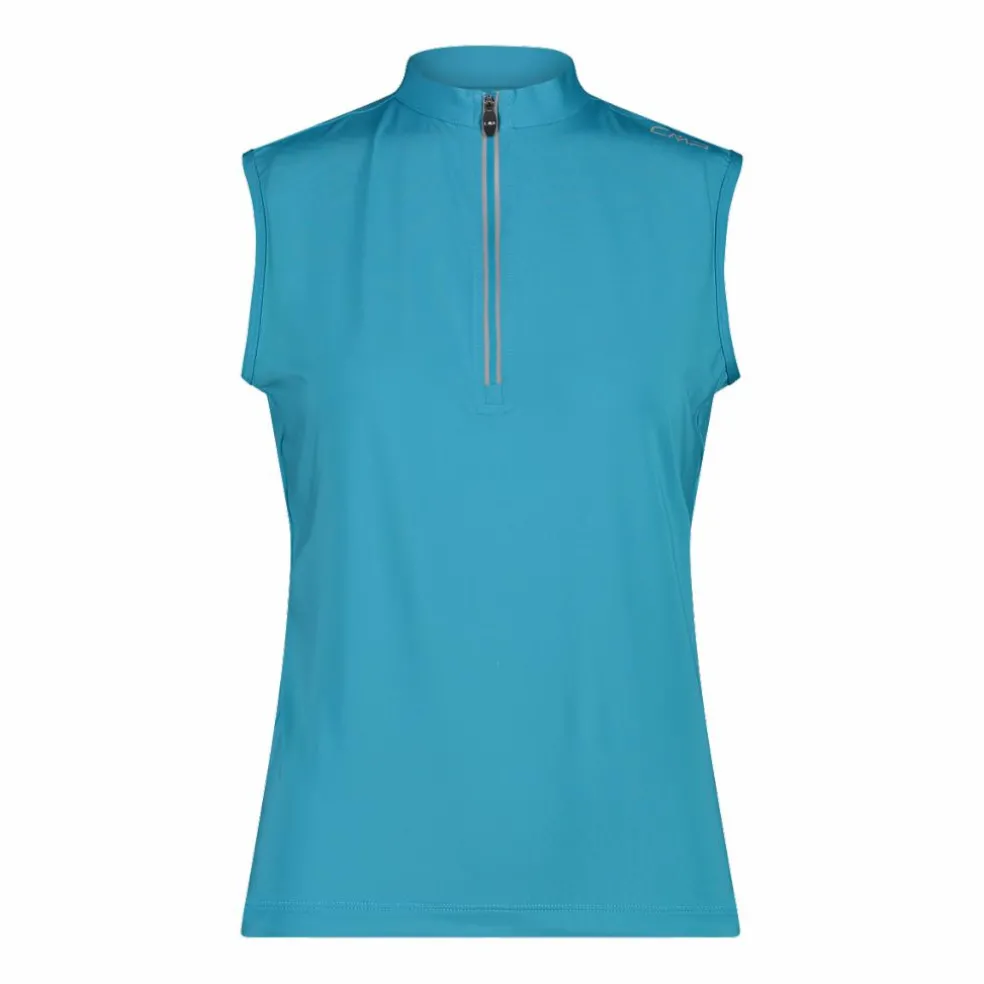 T-Shirt tecnica a mezza zip senza maniche da ciclismo da Donna
