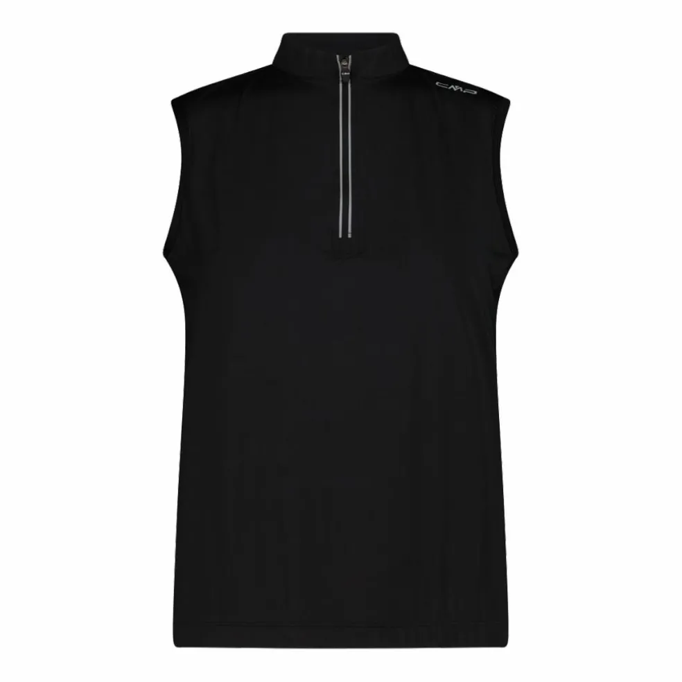 T-Shirt tecnica a mezza zip senza maniche da ciclismo da Donna
