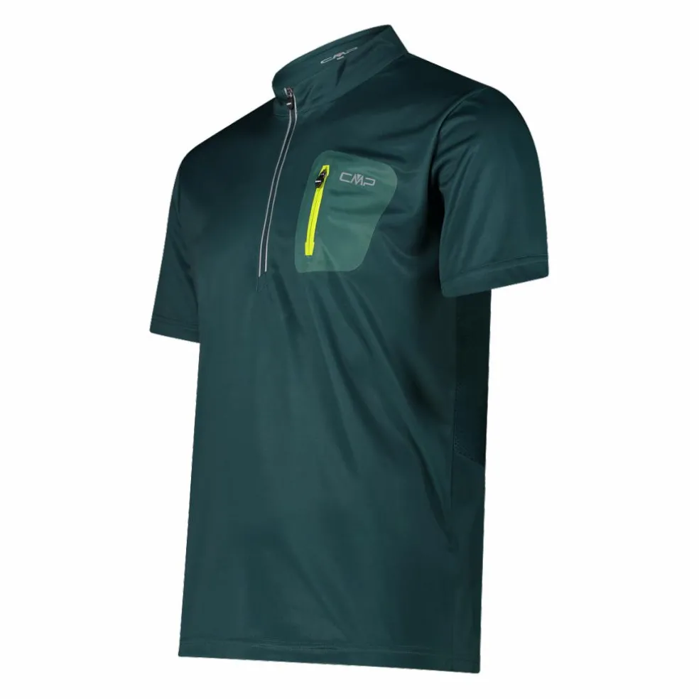T-Shirt tecnica a mezza zip con taschino da ciclismo da Uomo