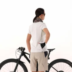 T-Shirt tecnica a mezza zip con taschino da ciclismo da Donna