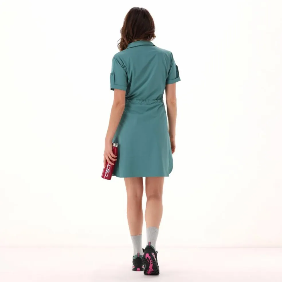 Vestito da donna con collo a polo in tessuto stretch