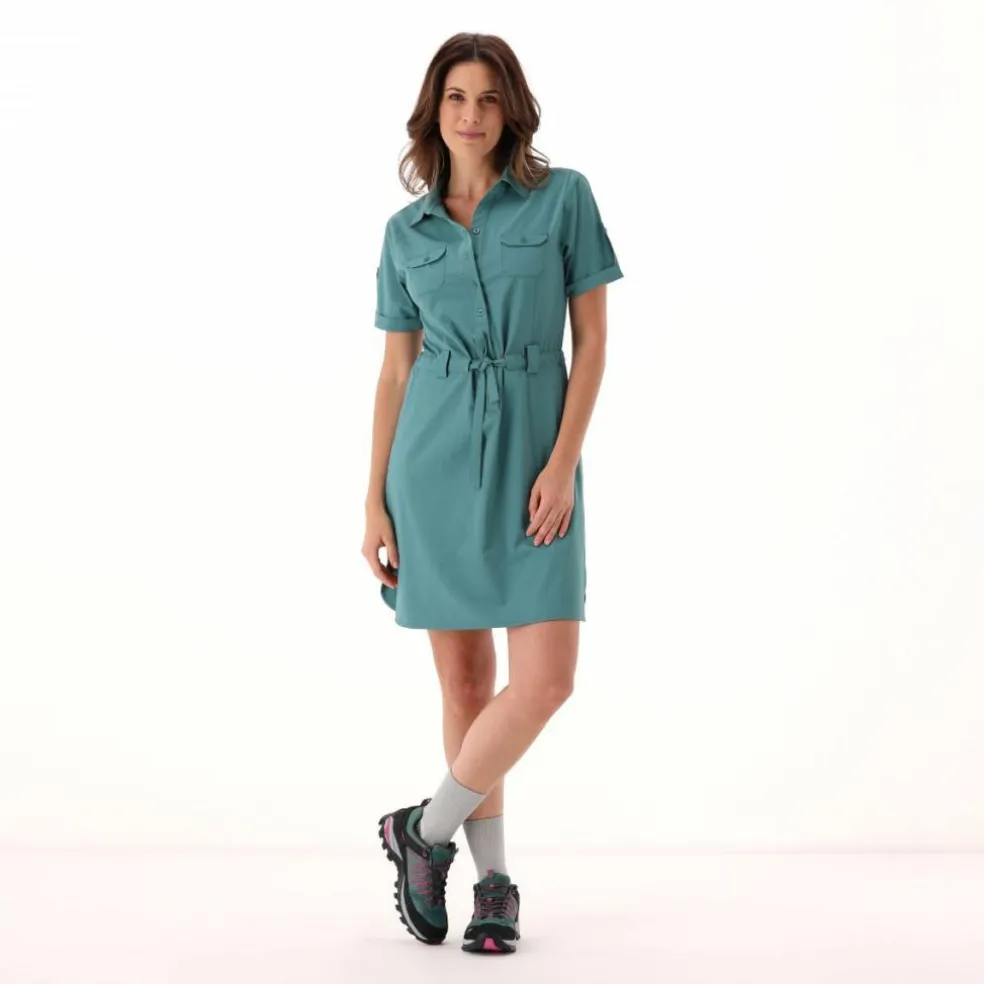 Vestito da donna con collo a polo in tessuto stretch